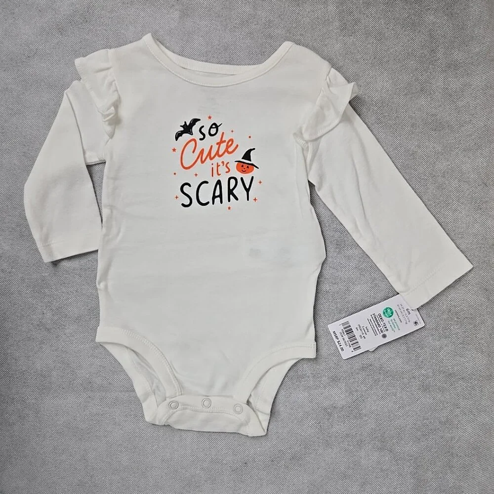 Carter's Baby Girl 6 mo "So Cute Scary" Halloween Long Sleeve 2 piece NWT - Picture 3 of 6